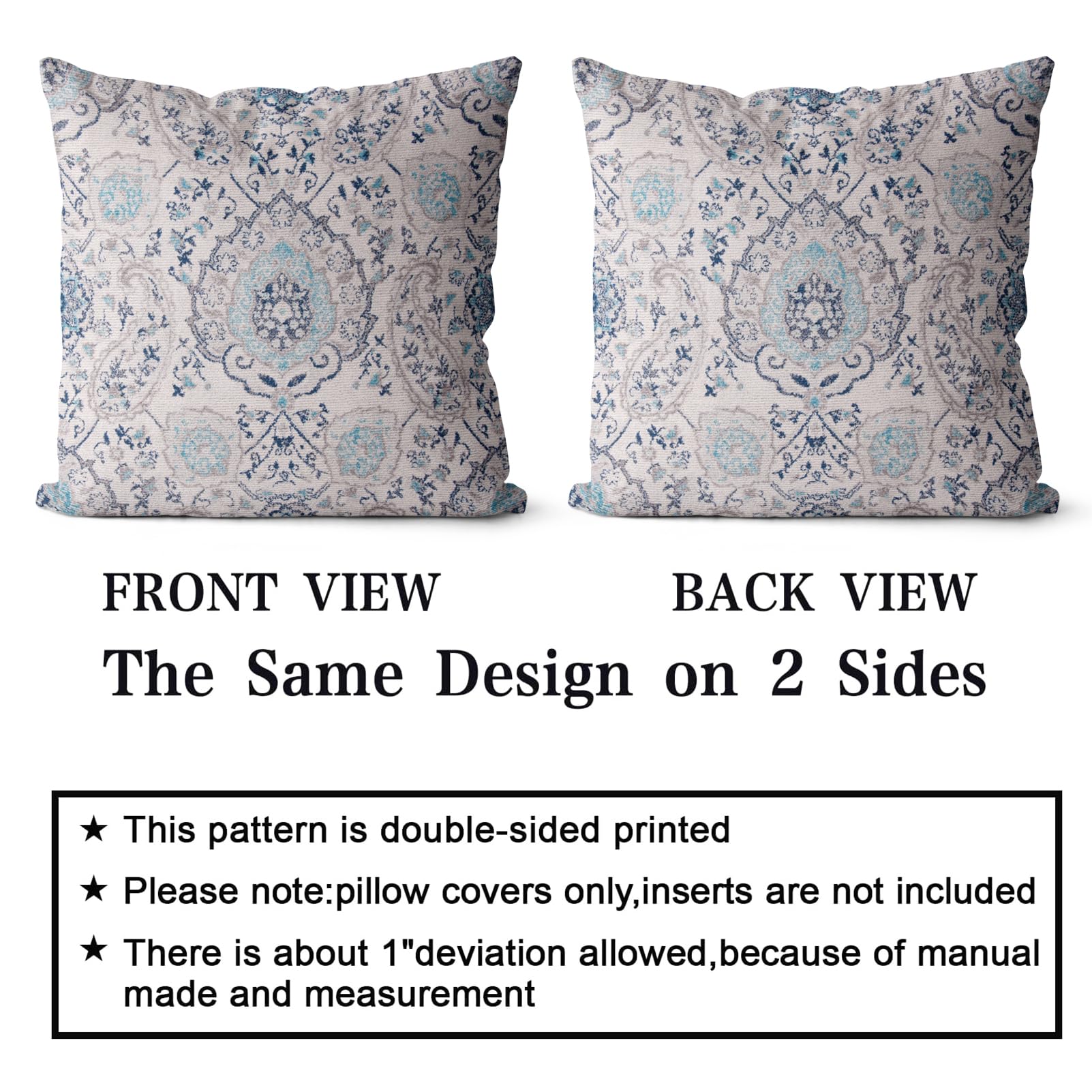 Snycler Boho Throw Pillow Covers 18X18 Inch Set Of 2 Terracotta Rust Blue Colored Throw Pillows Double Sided Boho Home Soft Deco
