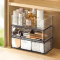 PAVSTINE Medicine Cabinet Organizer 3 Pack, Plastic Stackable Storage with 2 Drawers, Bathroom Mirror Cabinet Organizer with Rem