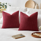 Miulee Burlap Linen Throw Pillow Covers 20X20 Inch Christmas Burgundy Red Decorative Pillow Covers Modern Farmhouse Pillowcases
