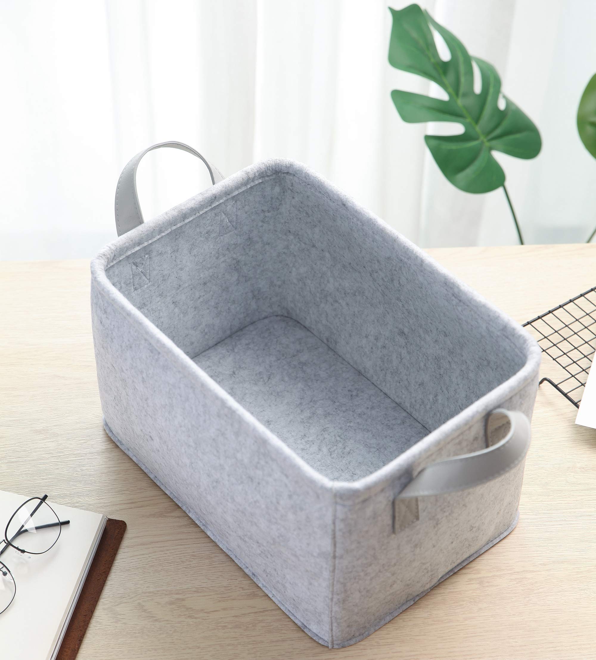 Minoisome Collapsible Storage Basket With Carry Handles Felt Fabric Storage Bin Durable Organizer For Gift Toys Shoes Clothes To