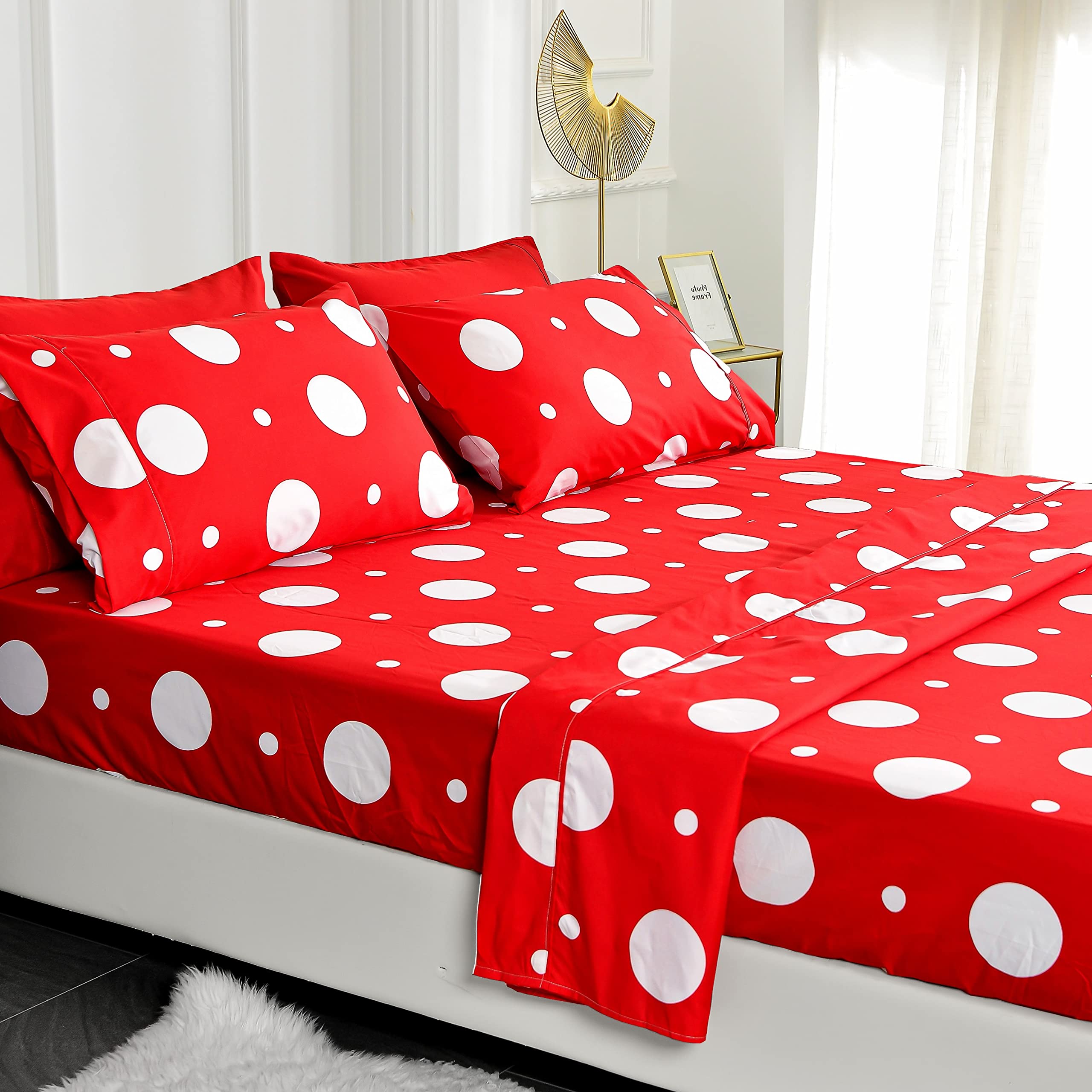 American Home Collection 6 Piece Print Bedding Sheets & Pillowcases Set Brushed Microfiber Wrinkle Free 14 Inches Deep Pocket Pa