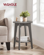 Vasagle Side Table, Small Round End Table With Lower Shelf, Nightstand For Small Spaces, Living Room, Bedroom, Smoky Gray Ulet283T68