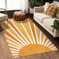 Lahome Boho Sun Print Area Rug - 3x5 Small Washable Rug Modern Abstract Non-Slip Accent Distressed Throw Rugs Floor Carpet for B