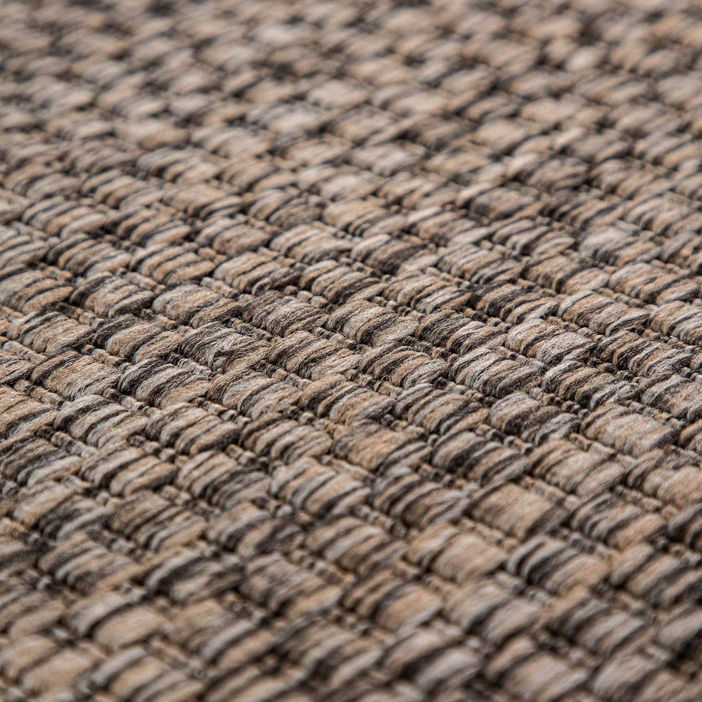 Solid Outdoor Rug For Patio Or Balcony Weatherproof In Mottled Brown, Size: 5'3' X 7'3'