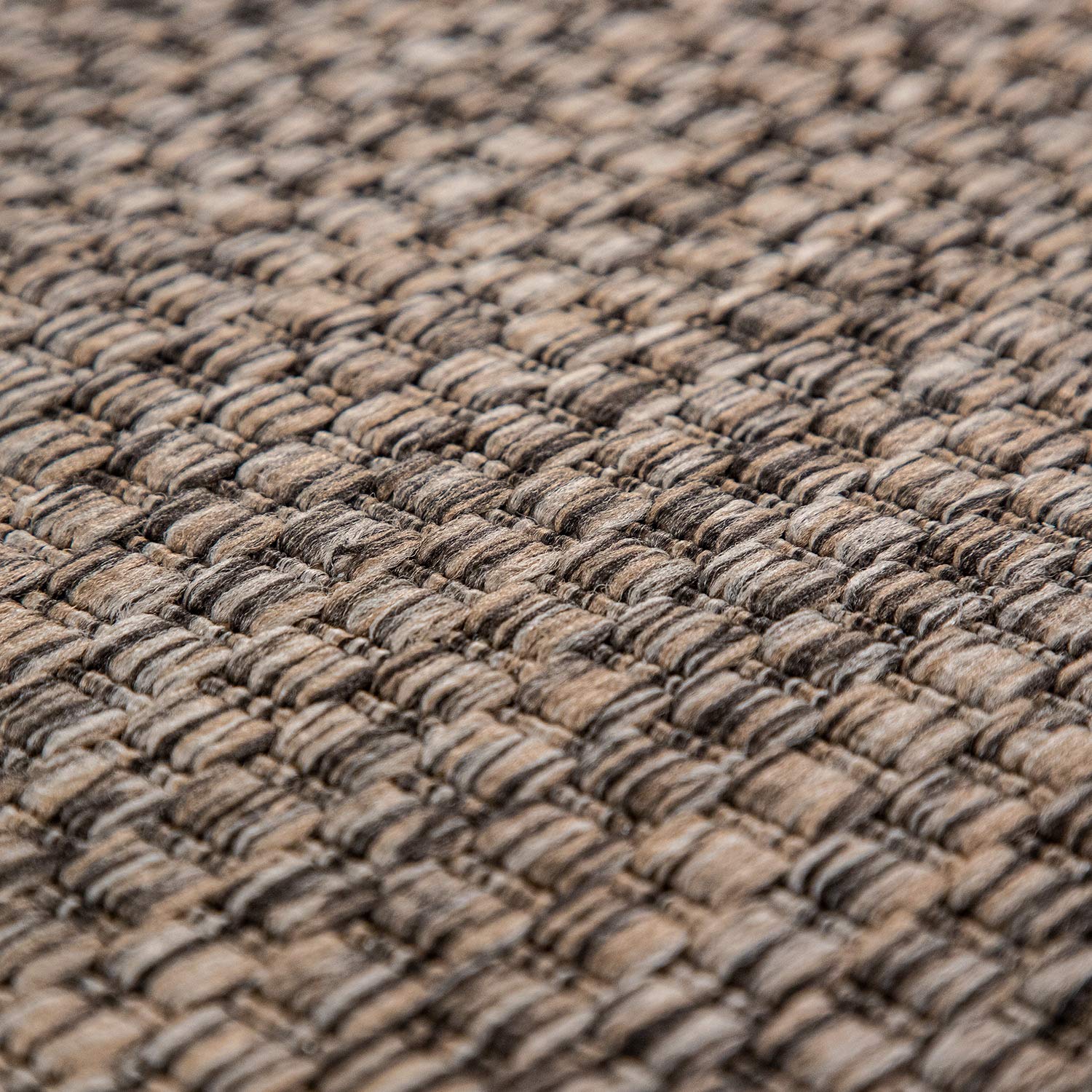 Solid Outdoor Rug For Patio Or Balcony Weatherproof In Mottled Brown, Size: 6'7' X 9'2'