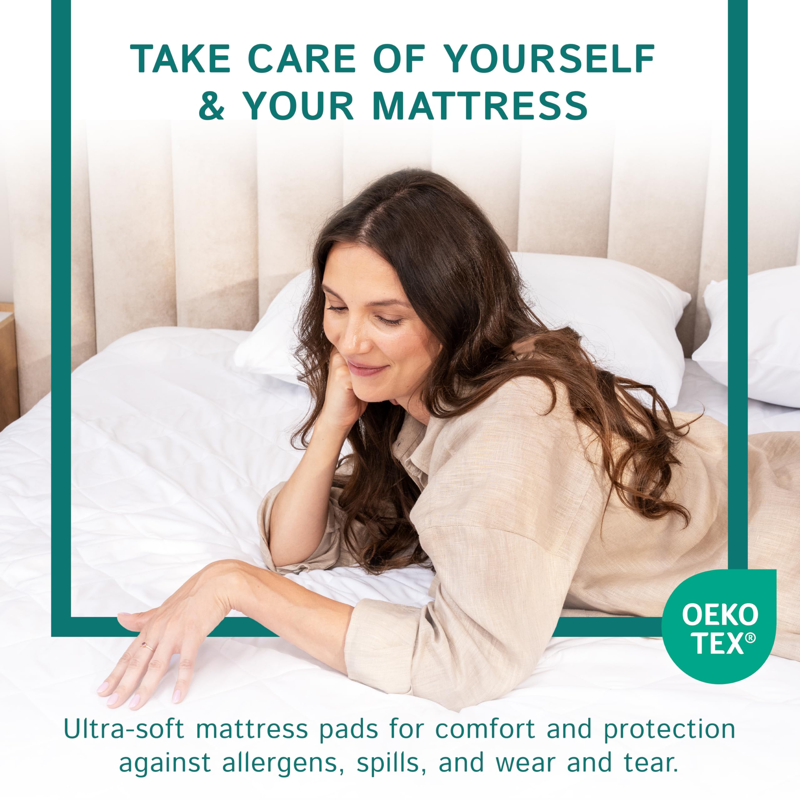 Four Seasons Essentials Olympic Queen Waterproof Mattress Pad Quilted Pillow Top Polyester White 66"x80"
