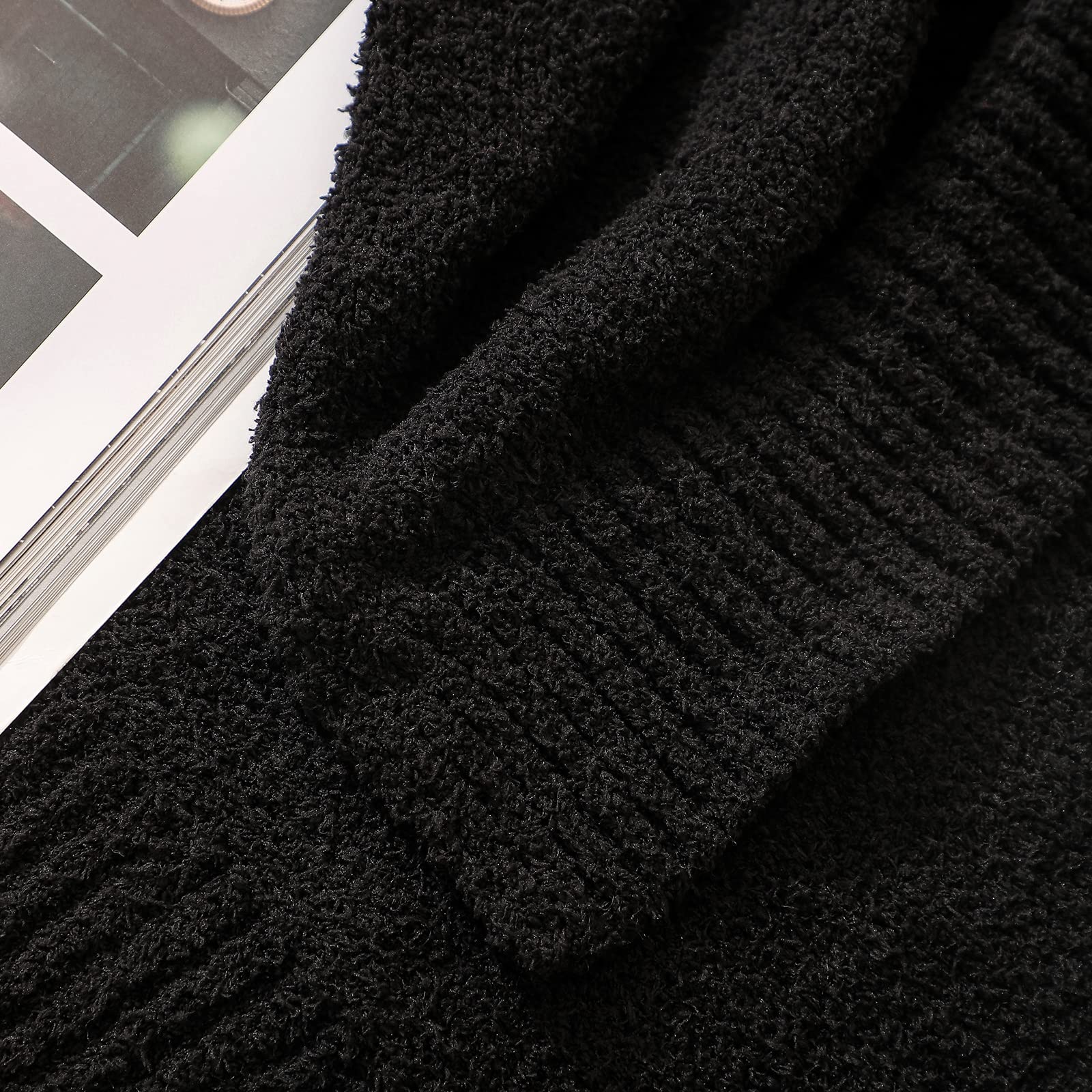 Bearberry Super Soft Fluffy Throw Blanket Lightweight Cozy Warm Throw Blankets For Couch Bed Sofa All Season (Black, 50   X60