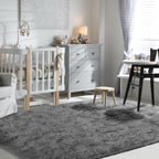 Terrug Fluffy Rugs For Living Room Bedroom, Grey 5X7 Area Rug Washable Shag Carpet, Super Soft Fuzzy Plush Non-Slip Cute Modern