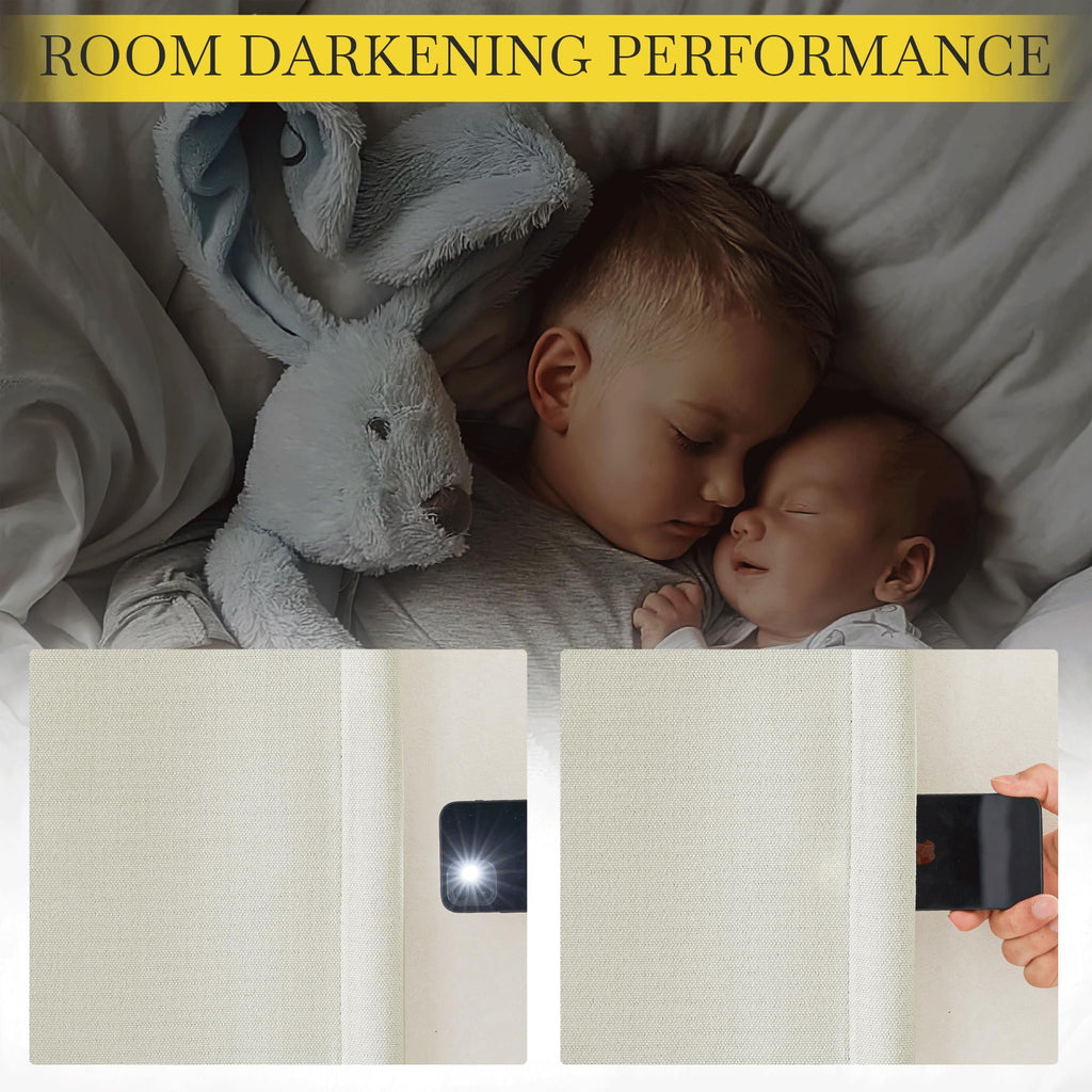 Nicetown Room Darkening 108 Inch Curtains For Sliding Glass Door, Rod Pocket/Back Tab/Hook Belt Faux Linen Noise Dampening Room