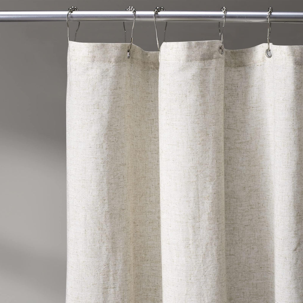 Awellife Extra Long Shower Curtain For Bathroom 84 Inch Shower Curtain Linen And Cotton Woven Fabric Country Rustic Style Shower Curtain Set Natural Farmhouse