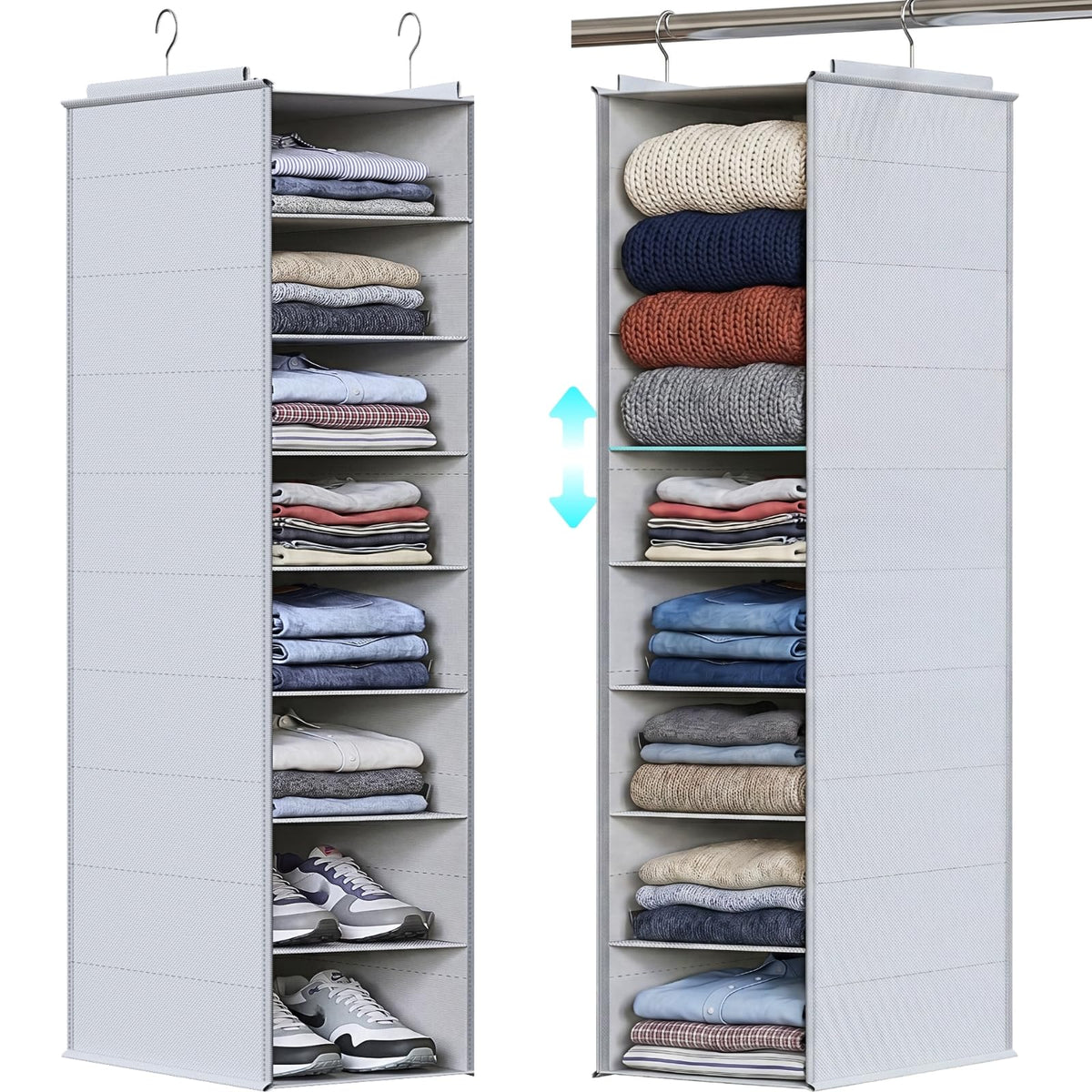 Deep Pocket Hanging Closet Organizer, 8 Tier Hanging Shoe Organizer