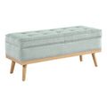 OSP Home Furnishings Katheryn Mid-Century Modern Storage Bench with Tufted Seat and Wood Legs, Mist Fabric