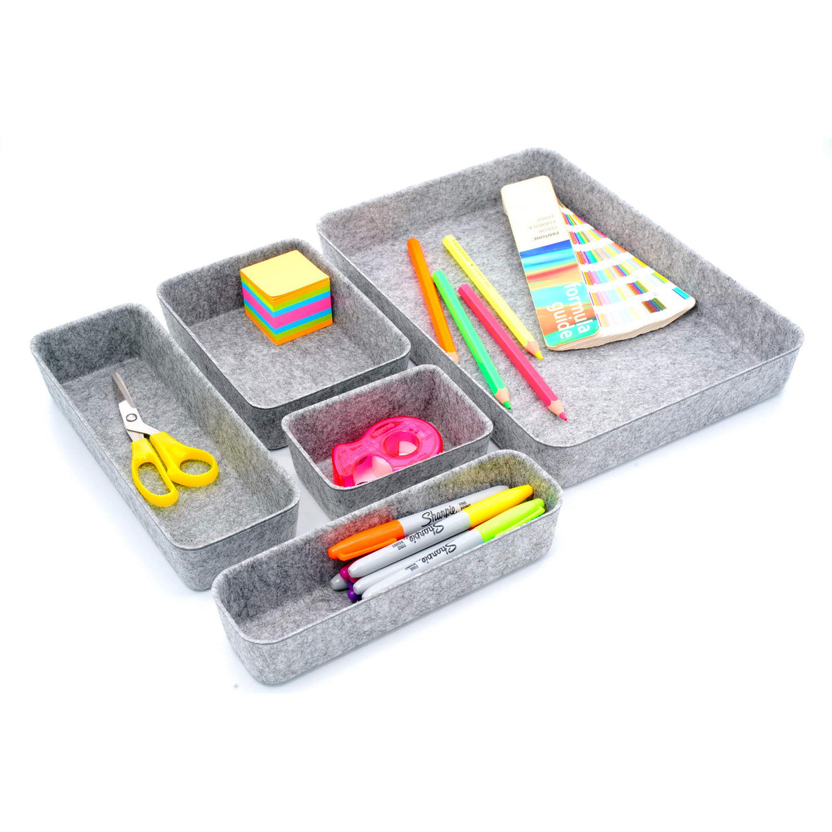 Welaxy Felt Desk Organizer Paper Letter Trays File Sorter Desktop Drawer Organizers Bins Set For Home Office Document Folders St