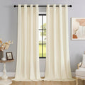 SMILETIME Ivory White 120 in Long Velvet Curtains with Grommet, Super Soft Privacy Noise Reducing Light Blocking Velvet Drapes f