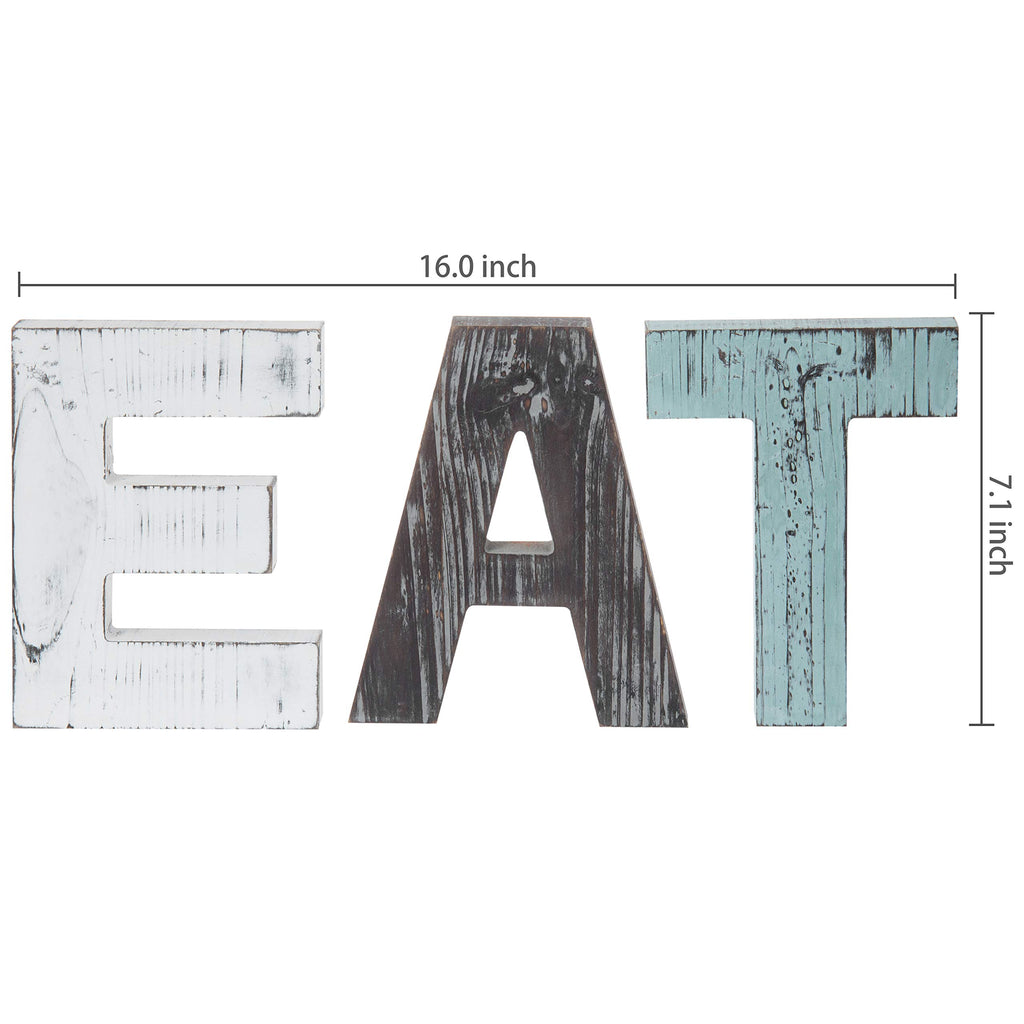 Mygift Wall Mounted Multicolored Solid Wood Letter Eat Cutout Block Wall Sign, Rearrange Letters To Tea, Kitchen Farmhouse Above