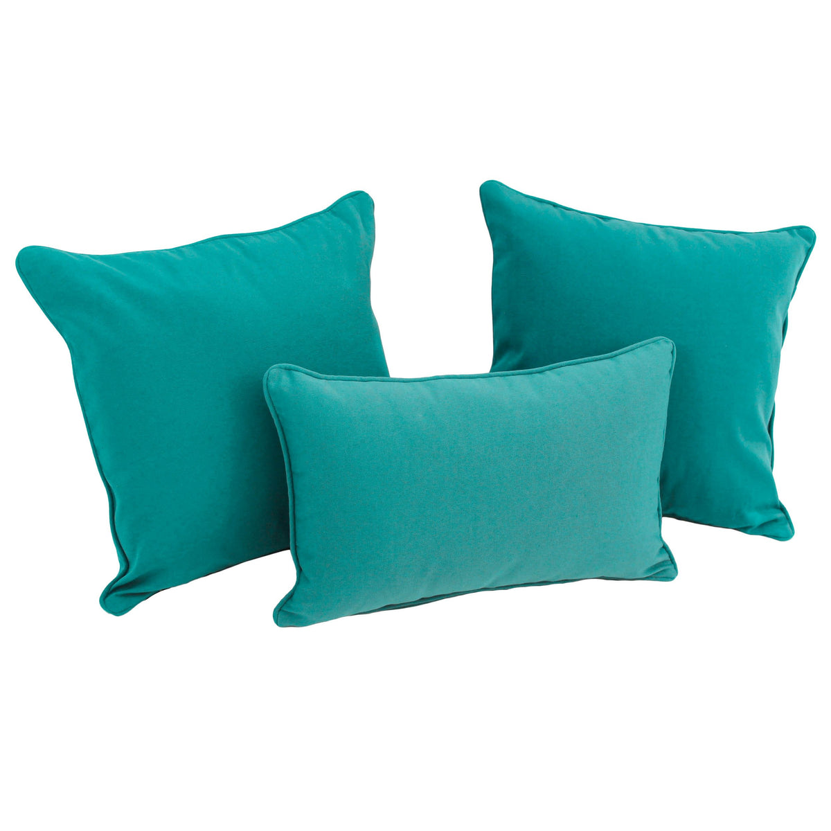 Blazing Needles Corded Twill Throw Pillow Set, Aqua Blue 3 Count