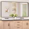 Keonjinn Black Bathroom Mirror for Over Sink, 72    x 36    Large Rounded Rectangle Bathroom Vanity Mirror, Matte Black Farmhous