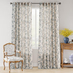 Lazzzy Farmhouse Linen Curtains Blue Floral Curtains 108 Inch Length Back Tab Drapes For Living Room Bedroom Light Filtering Cou