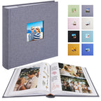 1DOT2 Photo Album with Writing Space 50 Pages 4x6 Photos Hold 200 or 5x7 Pictures Hold 100, Linen Cover Small Photo Book Albums 