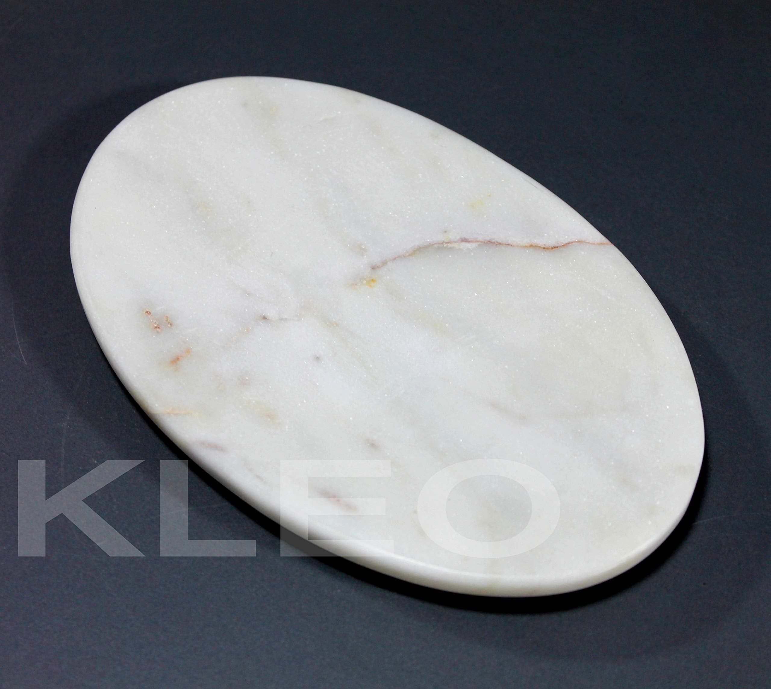 Kleo White Marble Stone Soap Dish Soap Holder Bath Accessories Bathroom Accessories (Oval)