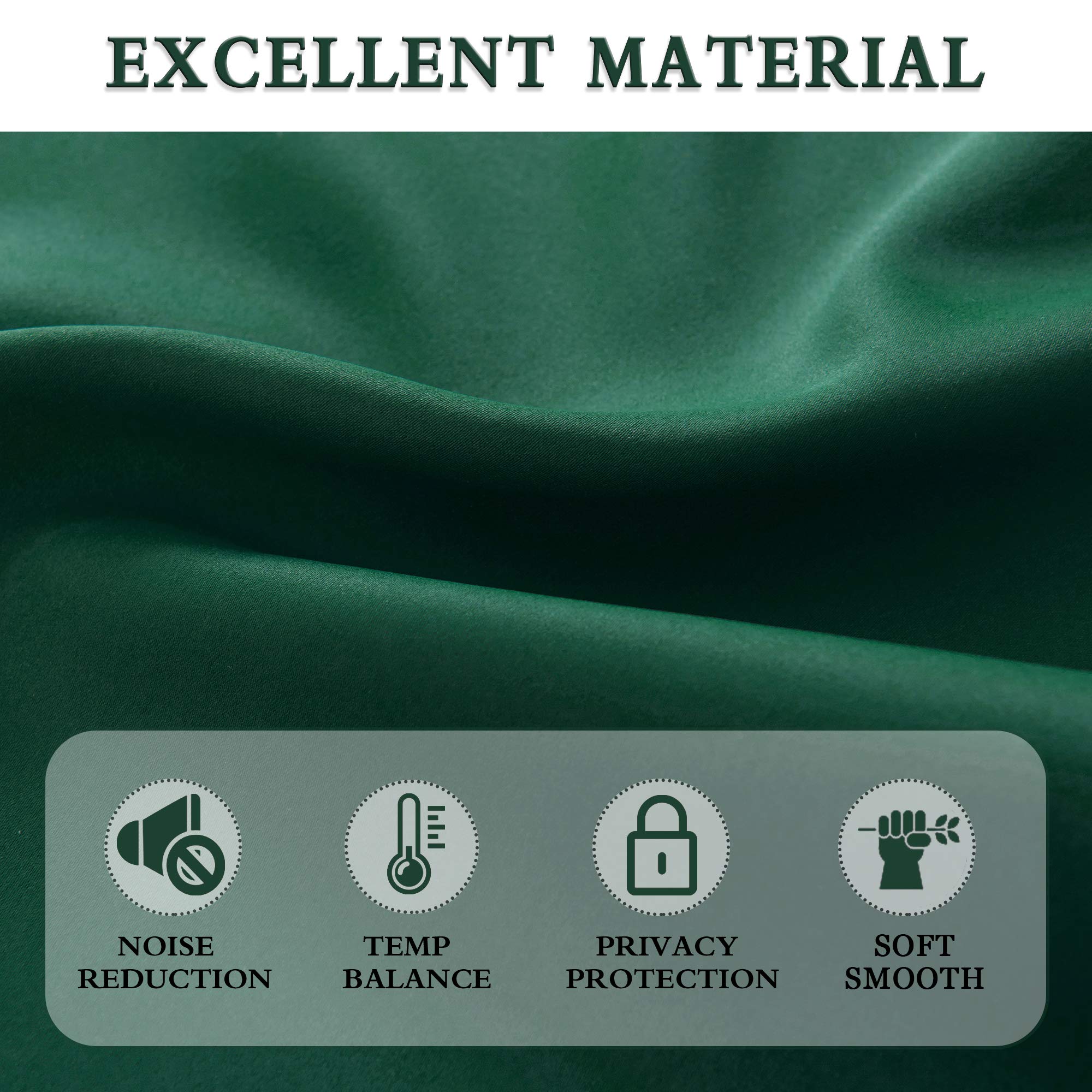 Donren Dark Forest Green Curtain Tiers For Small Window - Mini Blackout Camper Curtains For Bedroom With Rod Pocket (52 Inch X 24 Inch,2 Panels)