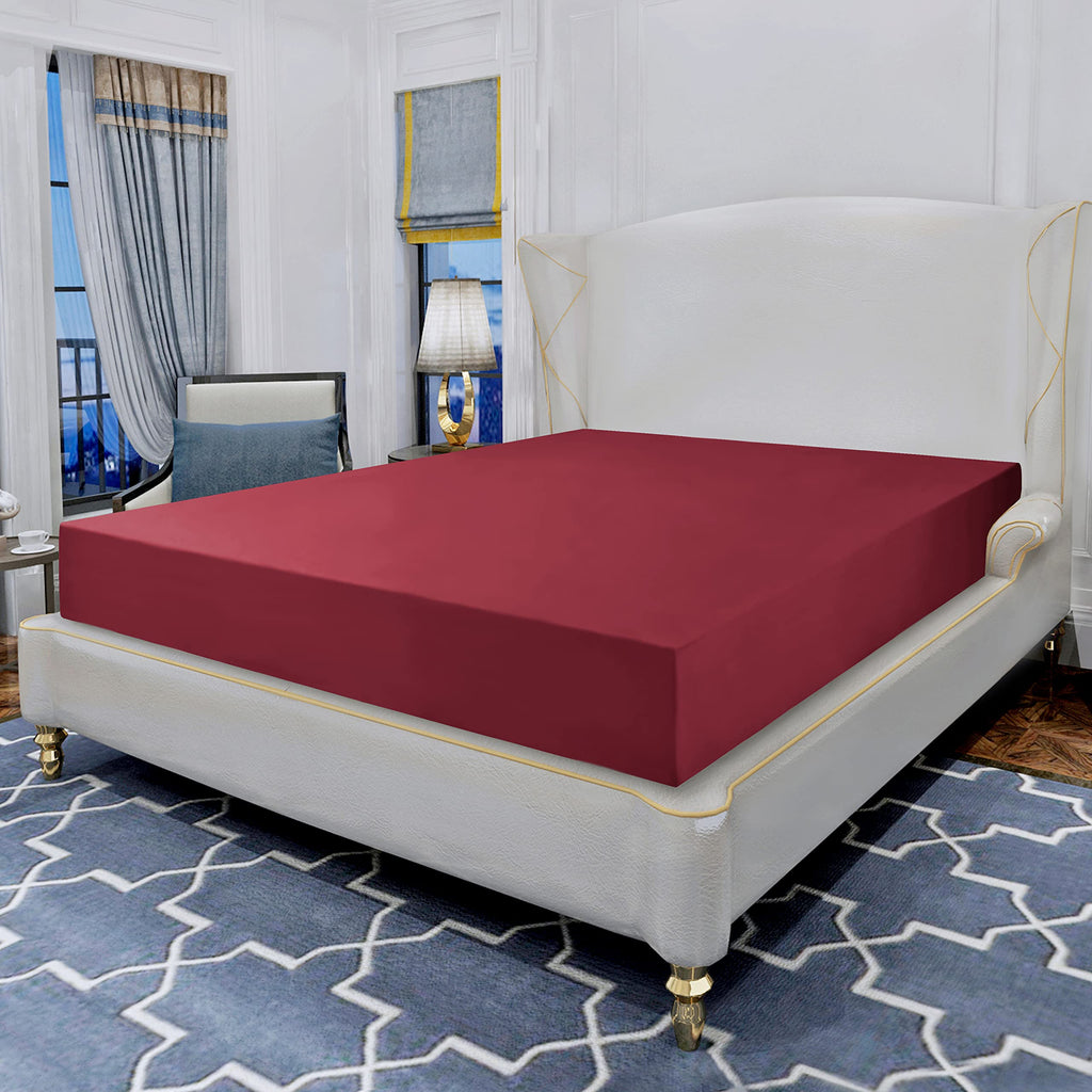 Elegant Comfort Luxurious Wrinkle Resistant 1500 Thread Count Egyptian Quality 1-Piece Fitted Sheet All Around Elastic -Deep Pocket- Ultra Soft Bottom Fitted Sheet, Full, Burgundy