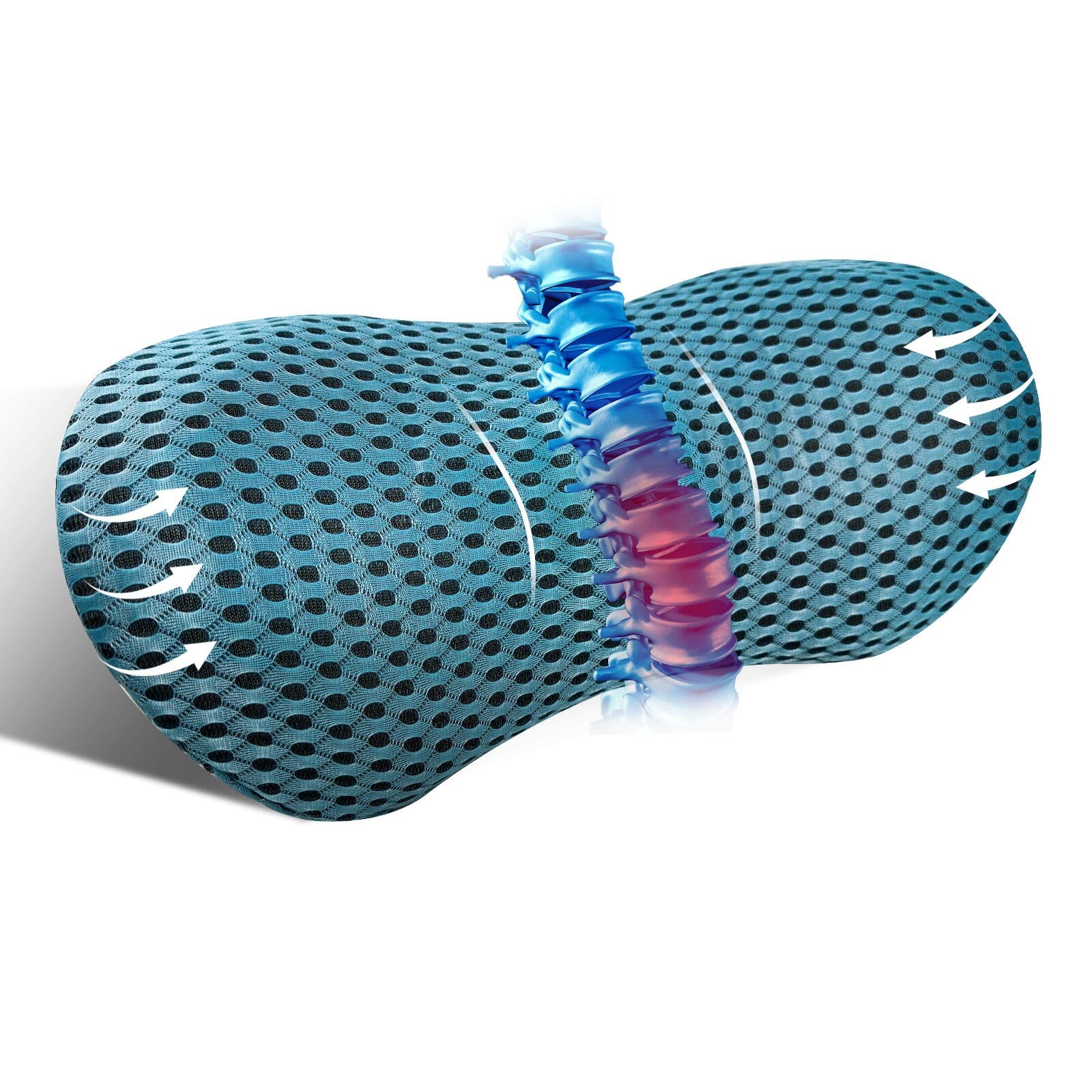 Kasney Lumbar Support Pillow Ergonomic Memory Foam, Relieve Back Pain, Cmfy Breathable & Detachable & Washable, Perfect For Offi