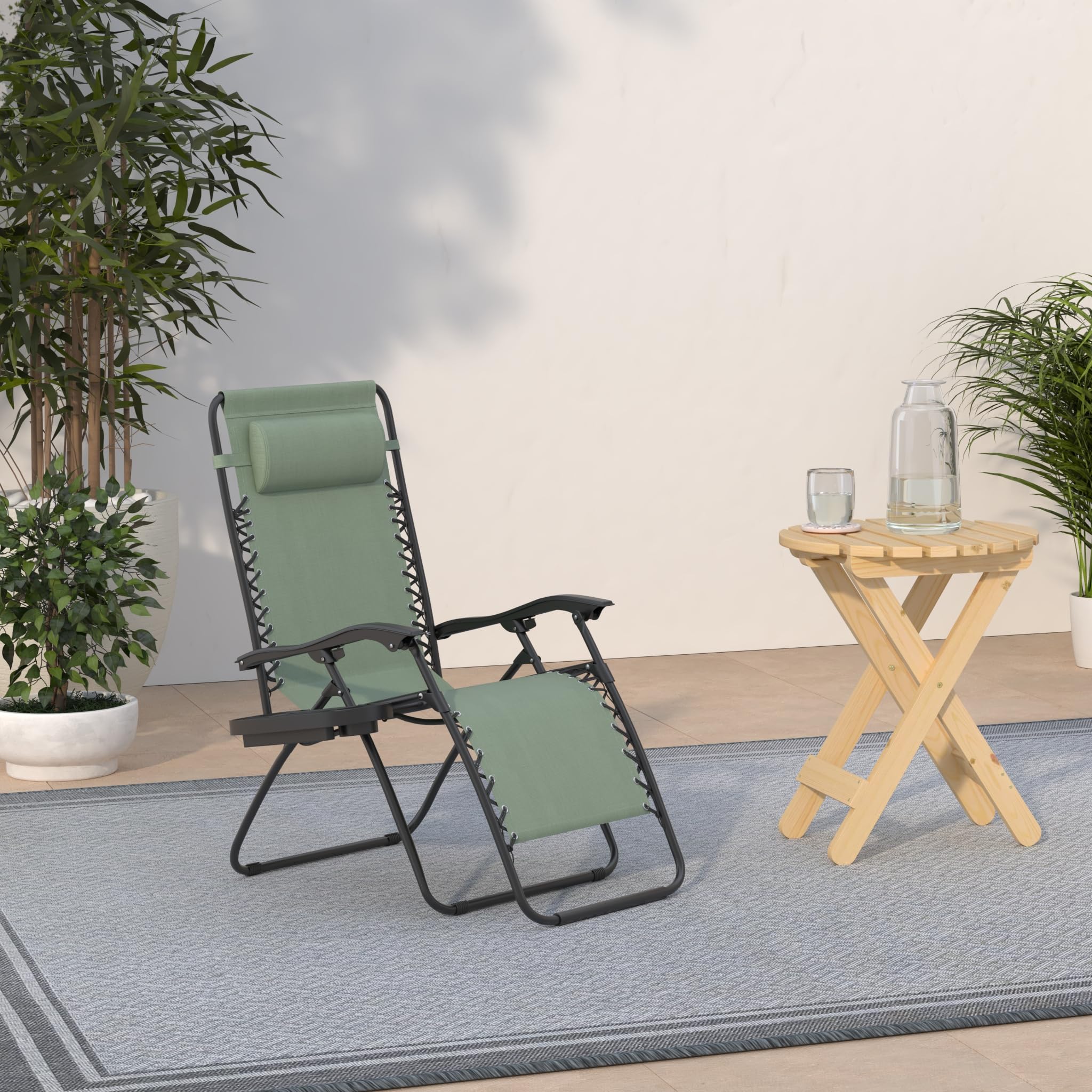 Best Choice Products Set of 2 Zero Gravity Lounge Chairs Steel Mesh Sage Green SKY7102