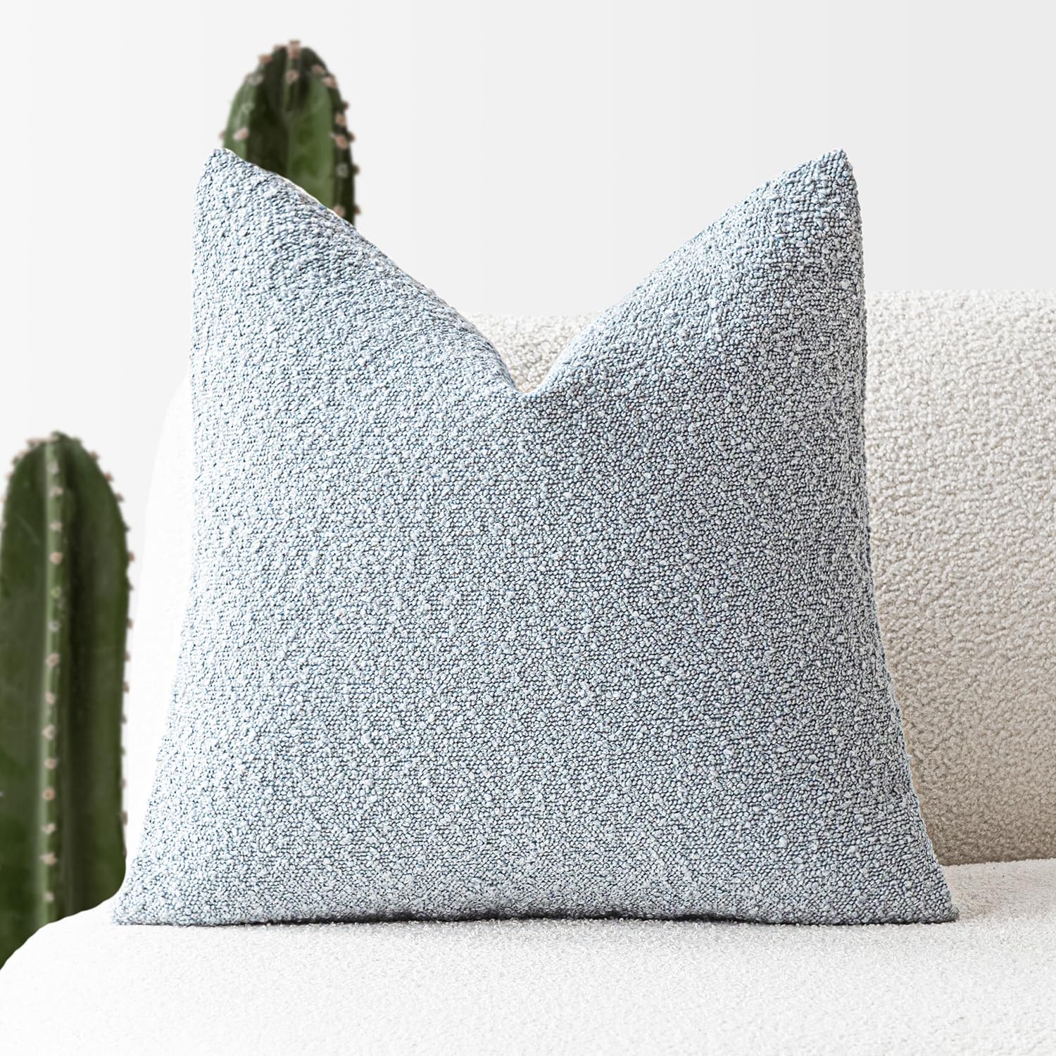 Foindtower Modern Textured Boucle Throw Pillow Covers Accent Solid Decorative Pillow Cases Cozy Woven Couch Cushion Case For Cha