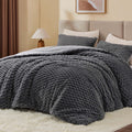 Bedelite Fluffy King Size Comforter Set - Grey Fleece Soft Comforter For King Size Bed, Luxury Warm Bedding Set For Winter, Fuzz