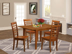 East West Furniture MILA5-SBR-W Milan 5 Piece Set for 4 Includes a Rectangle Kitchen Table with Butterfly Leaf and 4 Dining Room Chairs, 36x54 Inch
