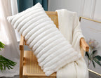 Panod Faux Fur Decorative Lumbar Throw Pillow Covers 12 X 24,Long Boho Lumbar Pillow Covers Pillow Case Cushion Case For Bed Sof