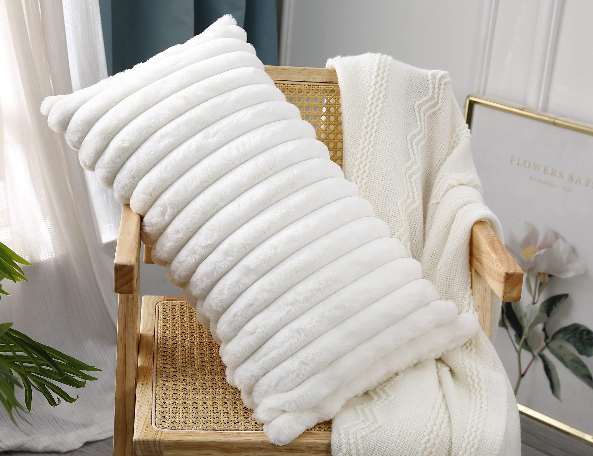 Panod Faux Fur Decorative Lumbar Throw Pillow Covers 12 X 24,Long Boho Lumbar Pillow Covers Pillow Case Cushion Case For Bed Sof
