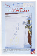 Jack Dempsey Needle Art Jack Dempsey 1800-658 Stamped Pillowcases With Lace Edge (2 Pack), Love You To The Moon, White