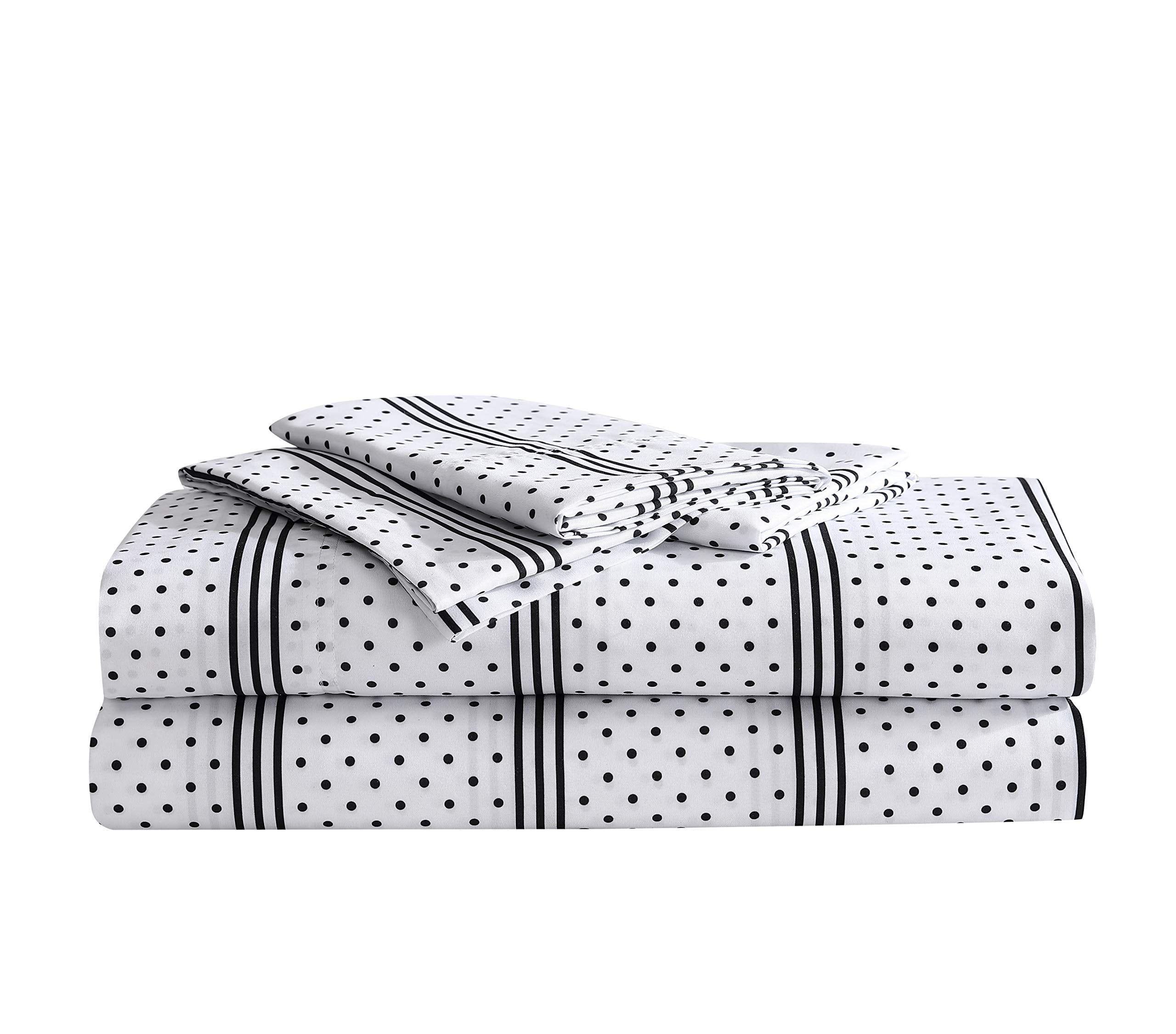 Betsey Johnson - Full Sheets, Soft & Lightweight Bedding, Fade & Wrinkle Resistant (Dots & Stripes, Full)