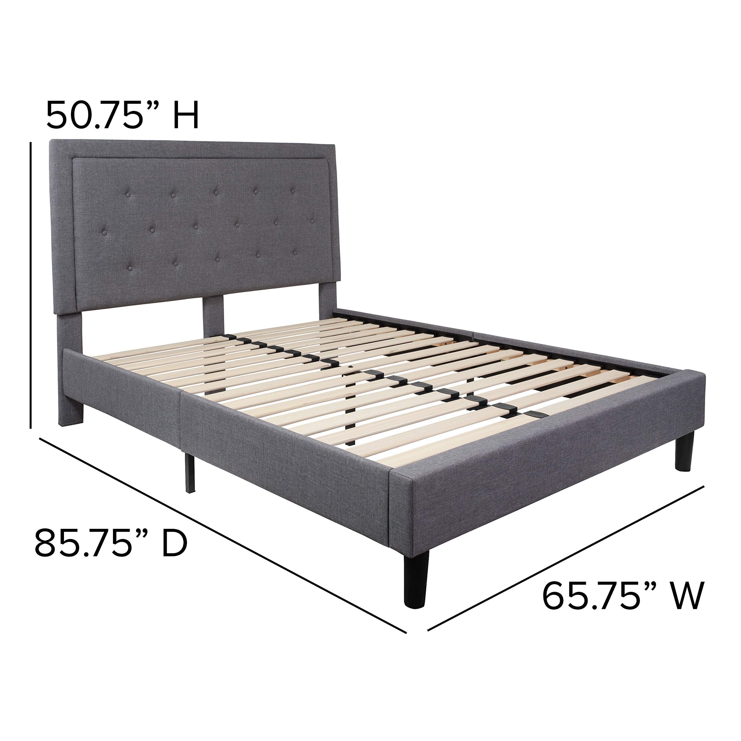 Flash Furniture Roxbury Queen Size Tufted Upholstered Platform Bed In Light Gray Fabric