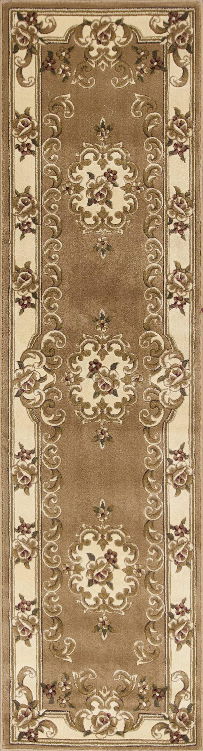 HomeRoots Decor 2'2' x 7'11' Runner Polypropelene Beige/Ivory Area Rug