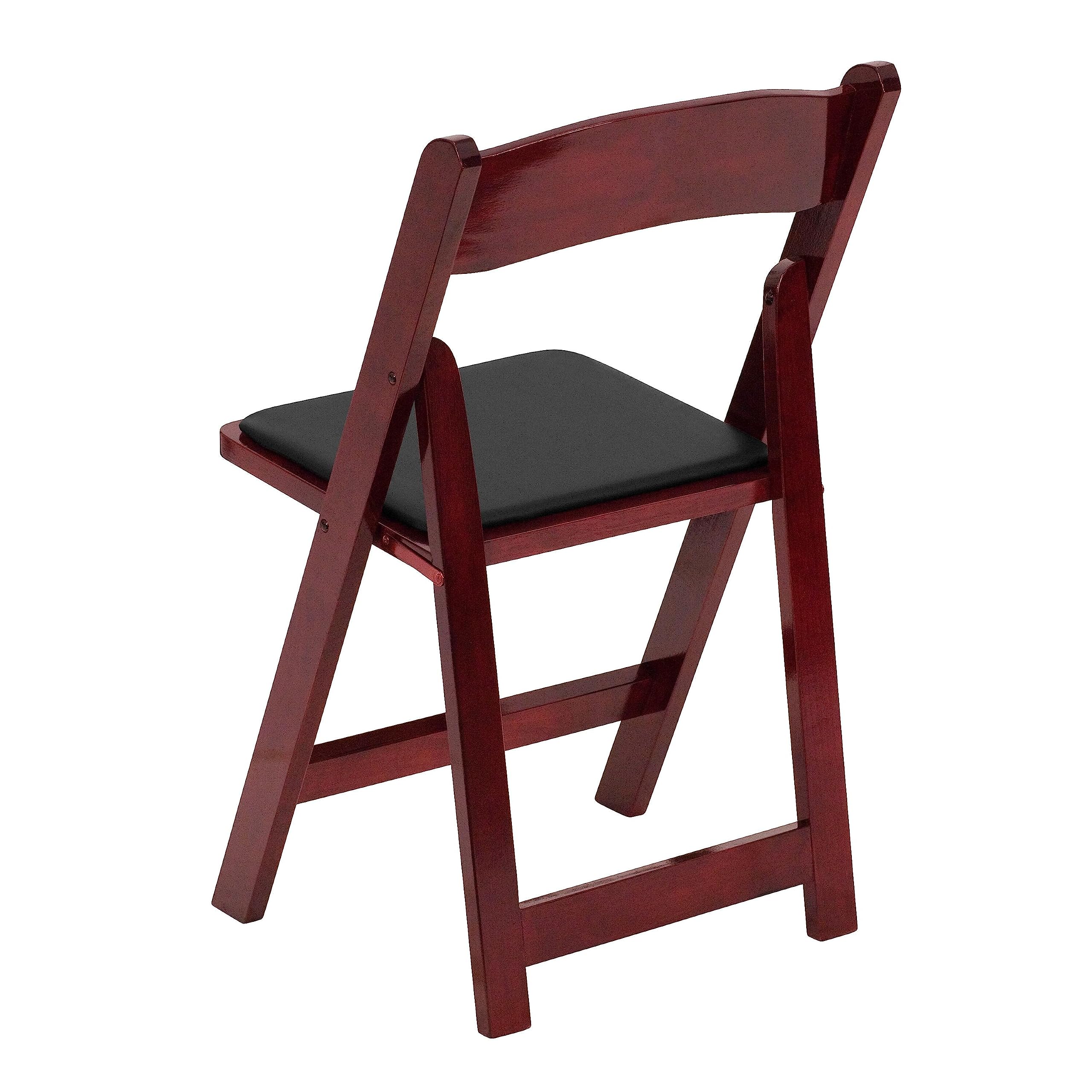 Hercules Series Folding Chair With Padded Seat [Set Of 2] Wood Finish / Vinyl Seat: Mahogany / Black