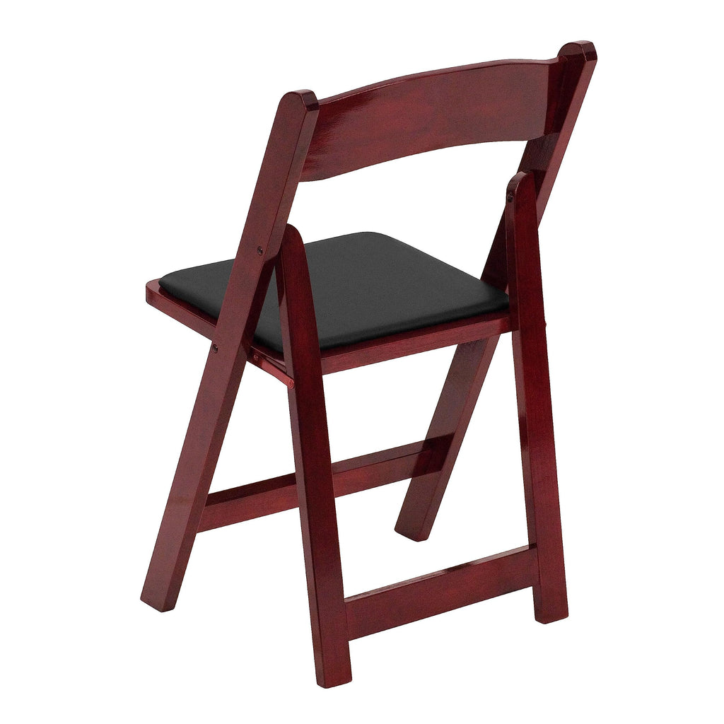 Hercules Series Folding Chair With Padded Seat [Set Of 2] Wood Finish / Vinyl Seat: Mahogany / Black