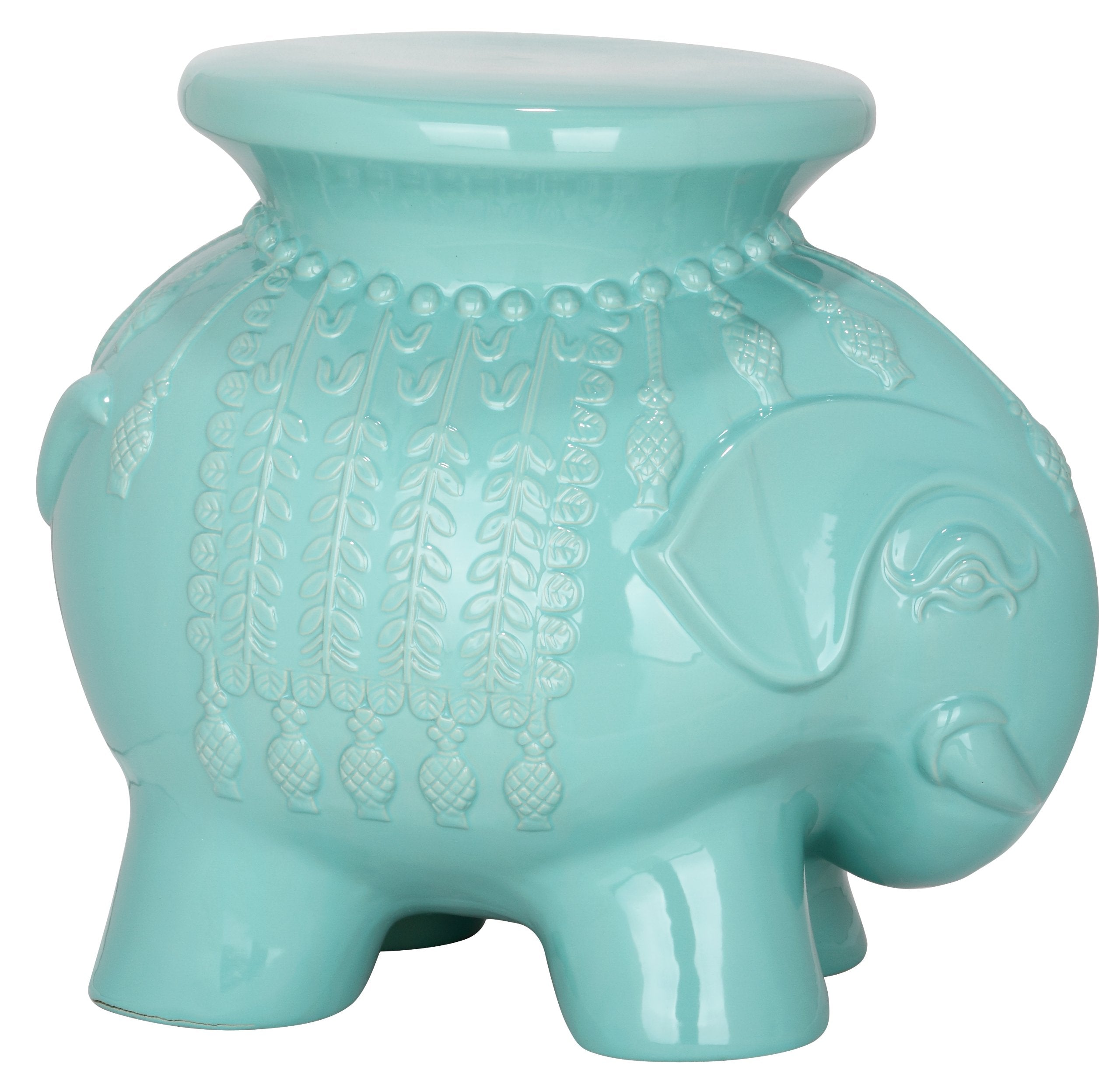 Safavieh Acs4501C Elephant Ceramic Decorative Garden Stool, 0, Robins Egg Blue