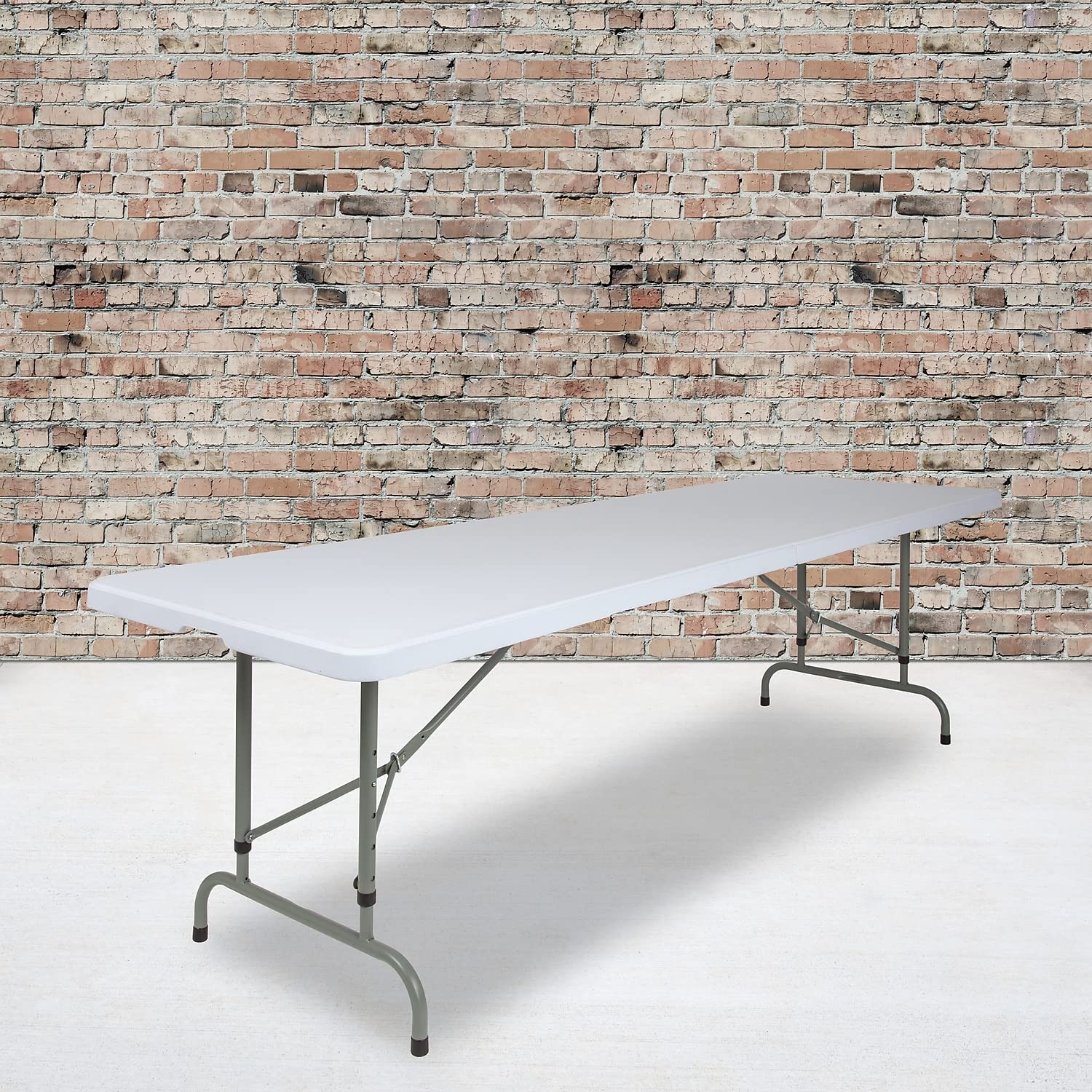 Flash Furniture Kathryn 8-Foot Height Adjustable Granite White Plastic Folding Table