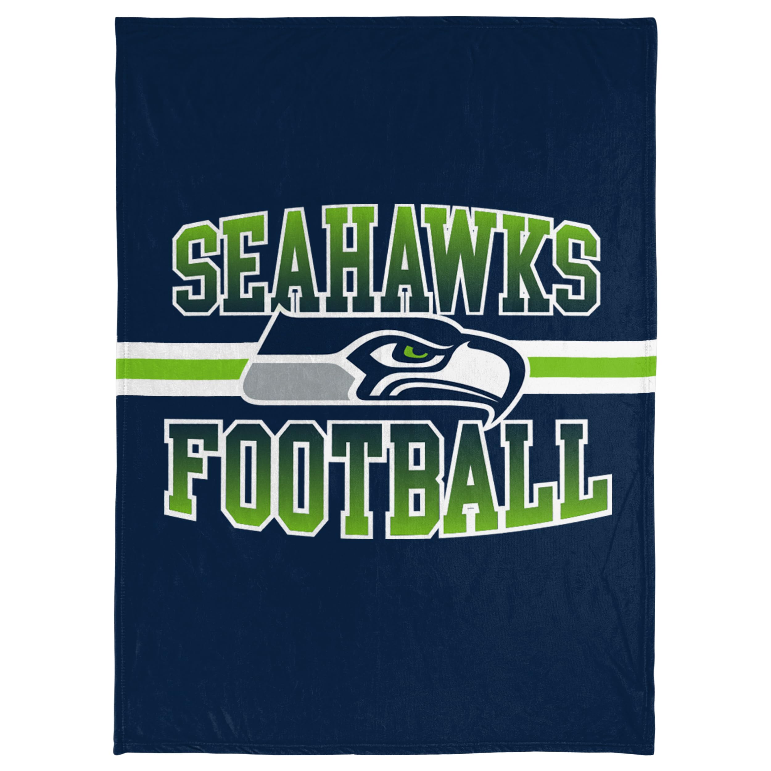 Foco Nfl Micro Raschel Plush Throw Blanket, Stripe Logo 45 X 60, Seattle Seahawks