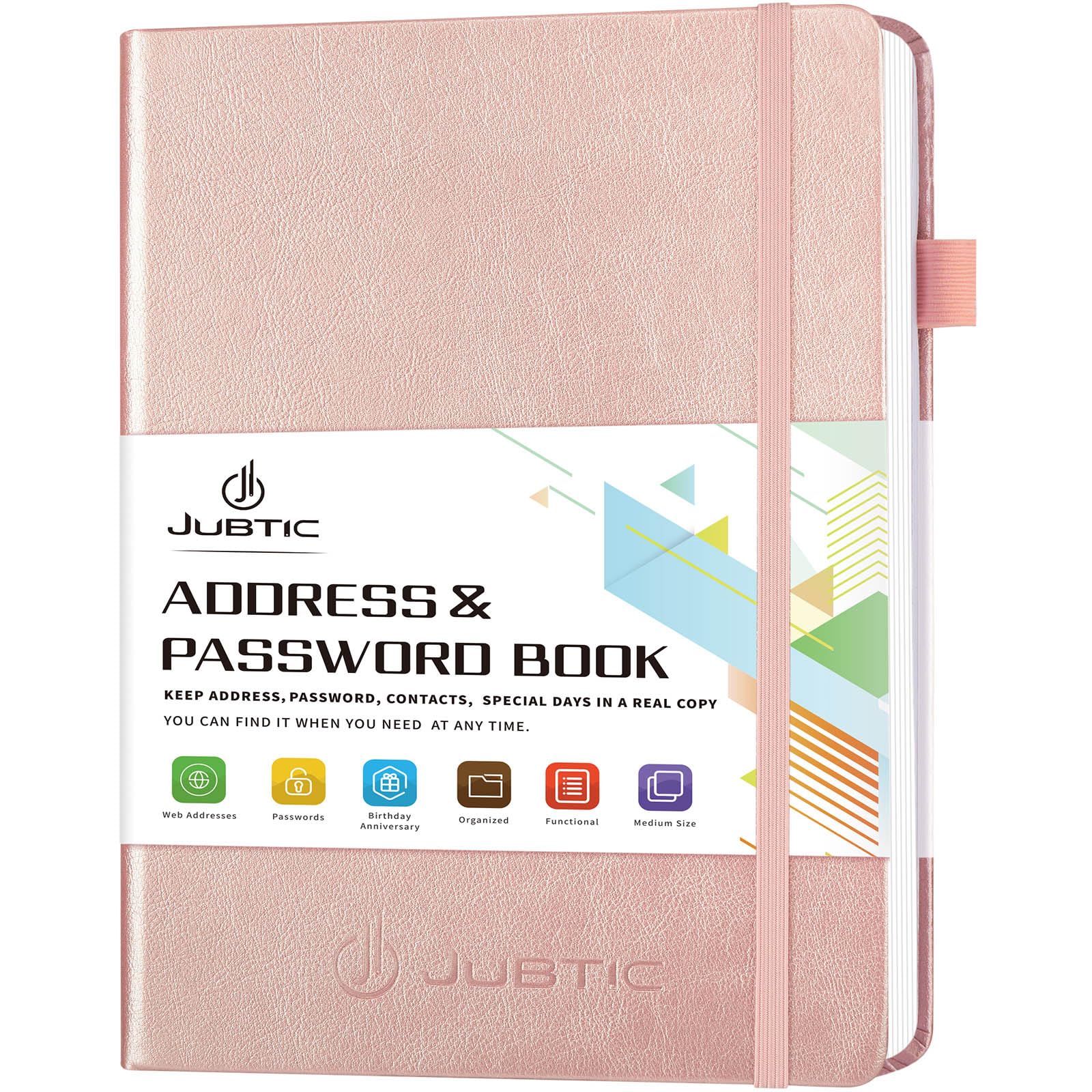 Jubtic Address Book With Alphabetical Tabs, Hardcover Password Keeper And Telephone Book Address Organizer Record Contacts, Inte