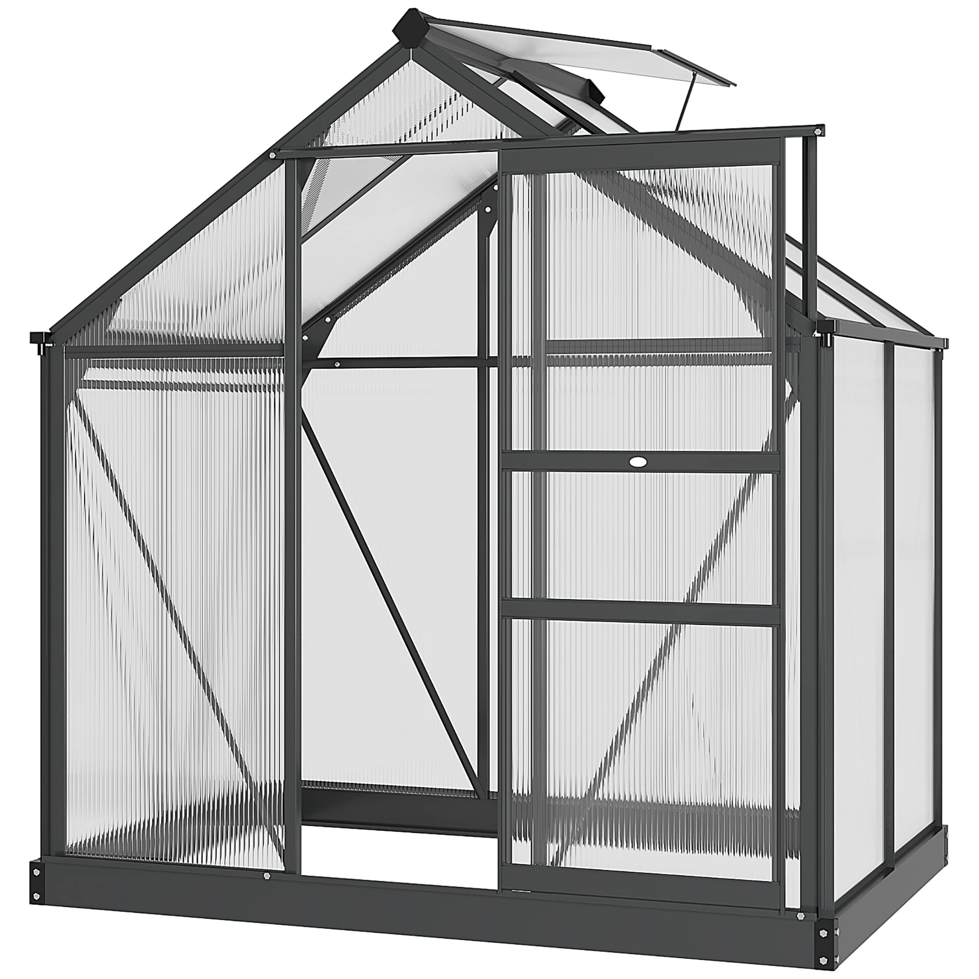 Outsunny 6' X 4' X 6.5' Polycarbonate Greenhouse, Heavy Duty Outdoor Aluminum Walk-In Green House Kit With Rain Gutter, Vent And