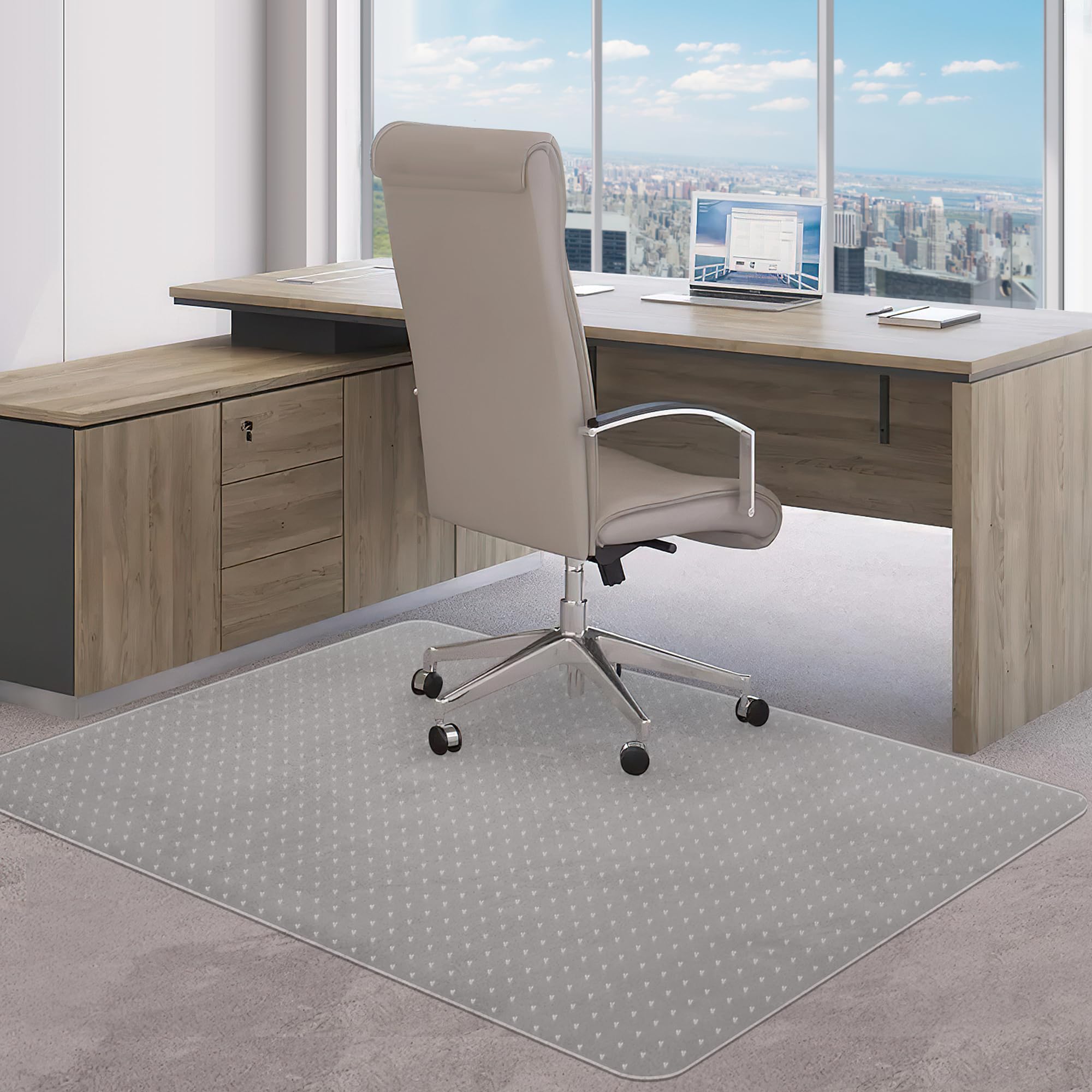Beswin Office Chair Mat For Carpeted Floors, Transparent Desk Chair Mat For Low Pile Carpets, Plastic Floor Mat For Office Chair