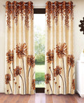 Home Sizzler 2 Pieces Sunflower Panel Eyelet Polyester Door Curtains  7 Feet, Gold