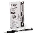Pentel Twist Erase CLICK Mechanical Pencil, 0.5mm, Black Grip, 12 Count, Model PD275TA, Clear Barrel