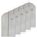 5 Packs Cotton Garment Bag for Hanging Clothes, 40 Breathable Hanging Suit Cover, Linen Garment Bags for Clothes Coats, Leather