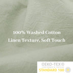 Nexhome Pro Duvet Cover Set California King Linen Feel Textured Organic Natural 100% Washed Cotton Duvet Cover 3 Pieces Bedding Set Zipper Closure, Breathable, Soft, Sage Green (No Comforter)