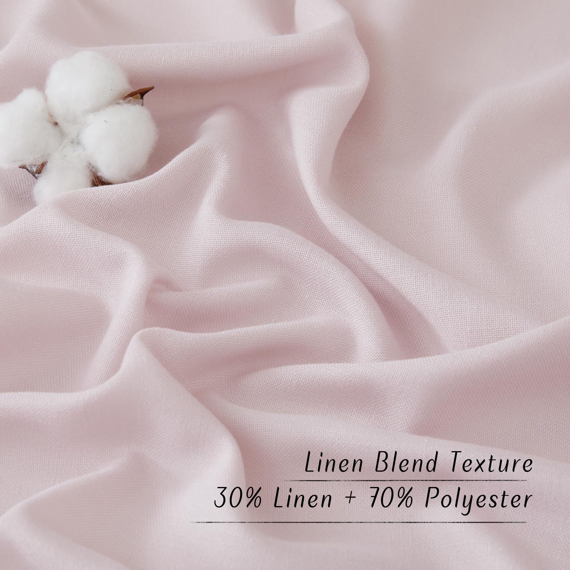 Nicetown Linen Blush Pink Curtains For Girls Room, Grommet Thick Flax Linen Window Treatments Privacy Assured With Light Filtering For Bedroom/Kids Room, 2 Panels, W55 X L84